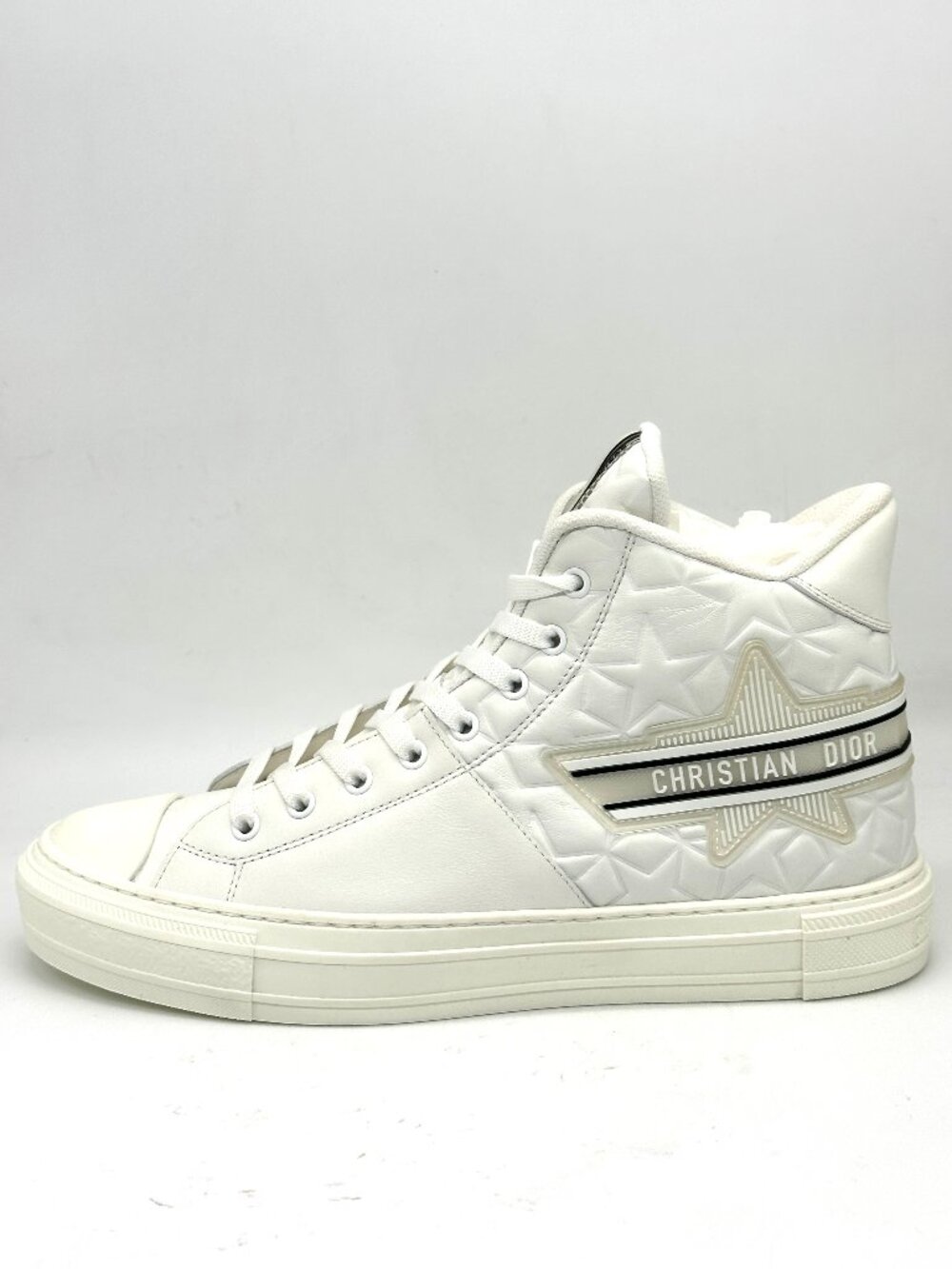 DIOR WALK N Walk'N"Dior Star Lace Up High Top Leather Flat Sneakers Shoes
